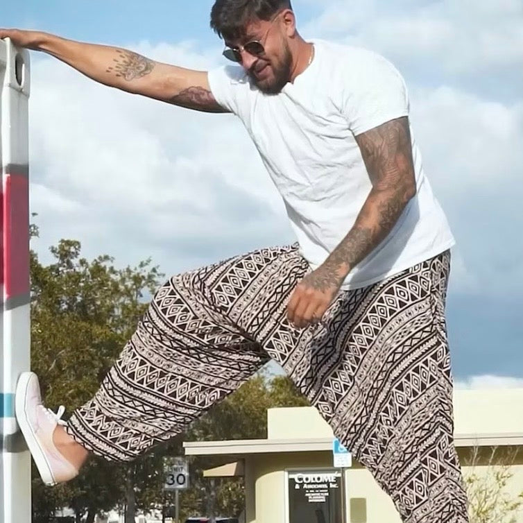 Red & Black Triangle Tribal Savannah Pants from Buddha Pants