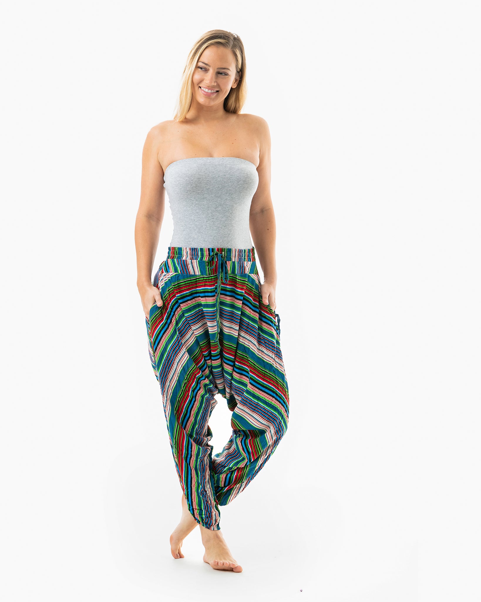 studio dance pants#color_green stripes