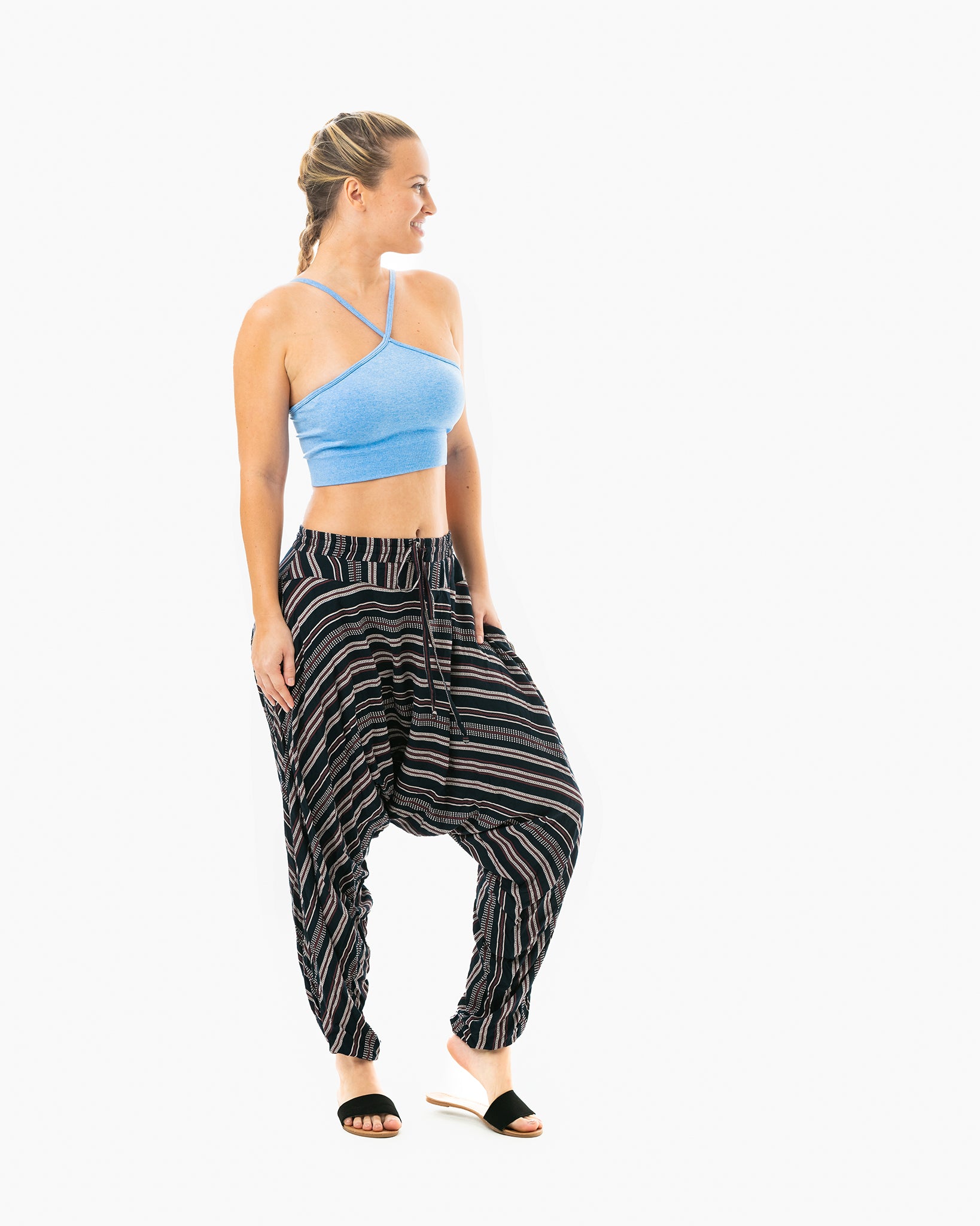 striped harem pants