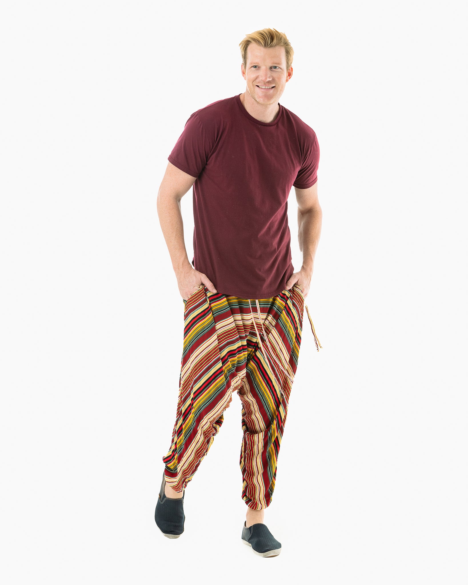mens pants#color_red stripes