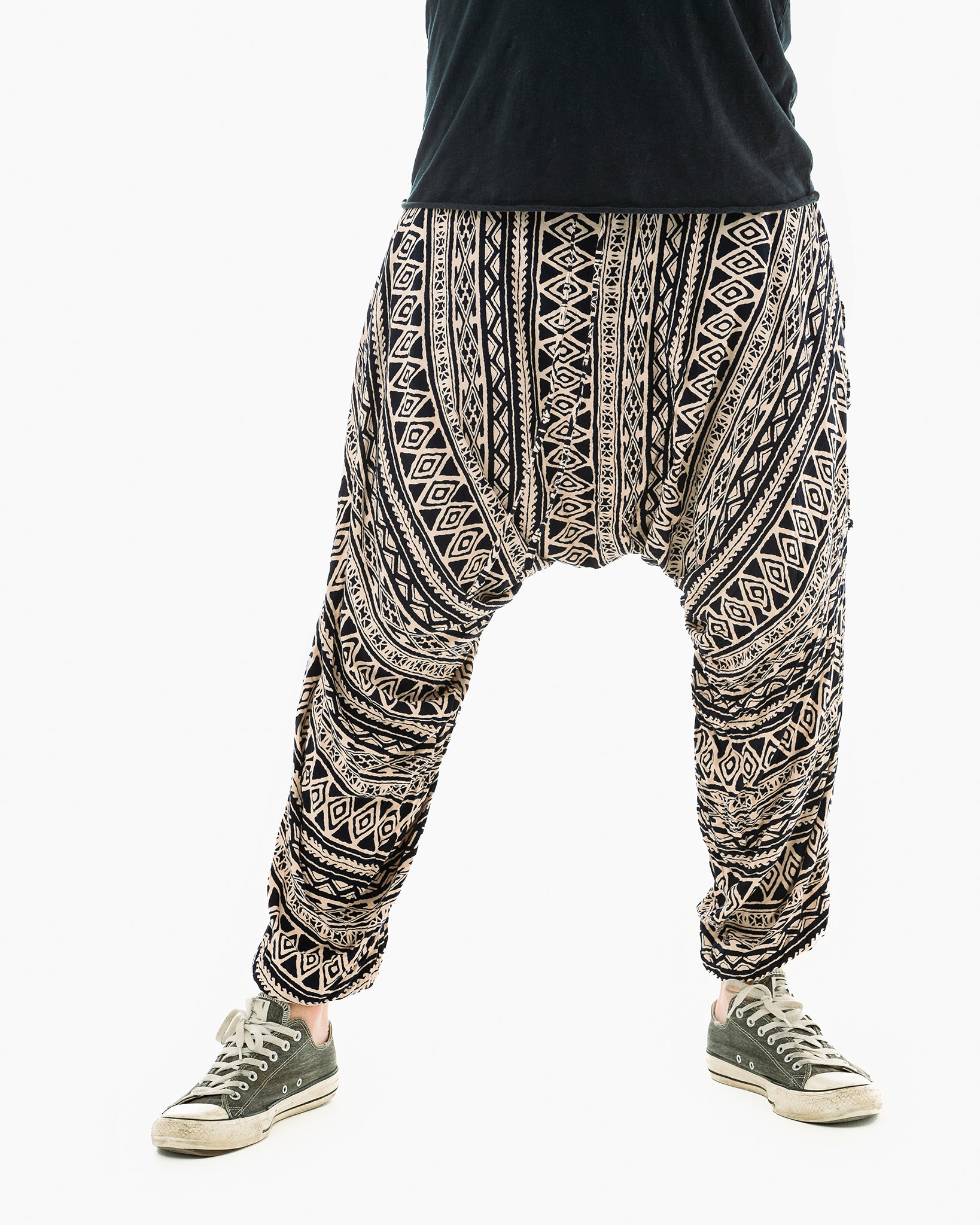 mens joggers pants #color_beige triangle tribal