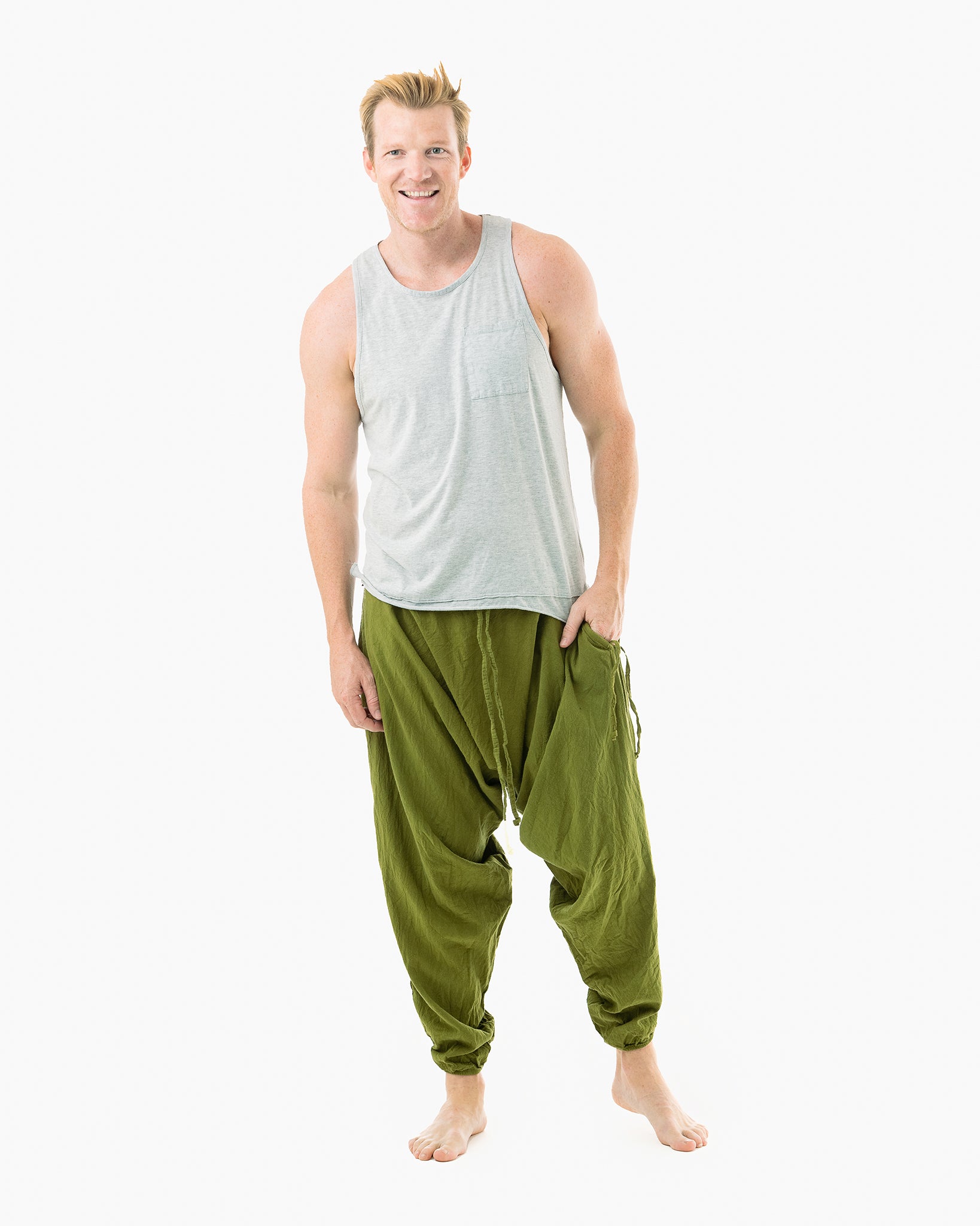 yoga harem pants#color_green