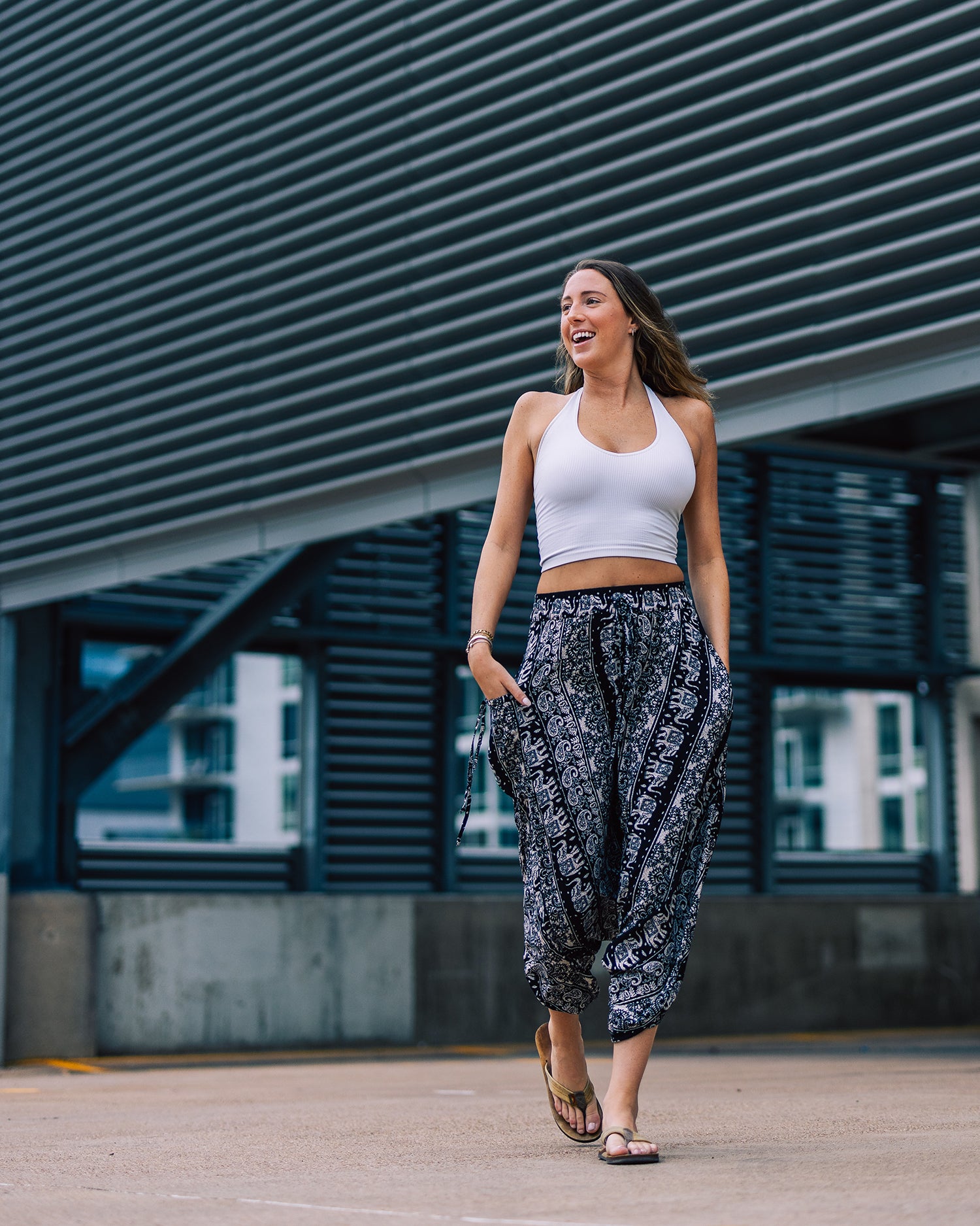 model wearing comfy dance pants #color_black lotus
