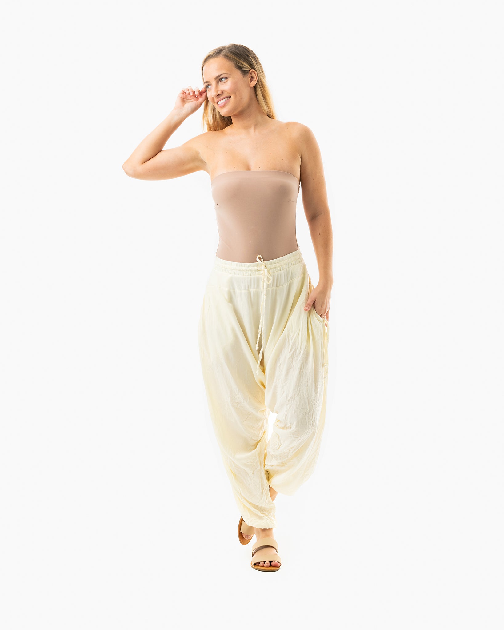 harem pants women#color_Crème