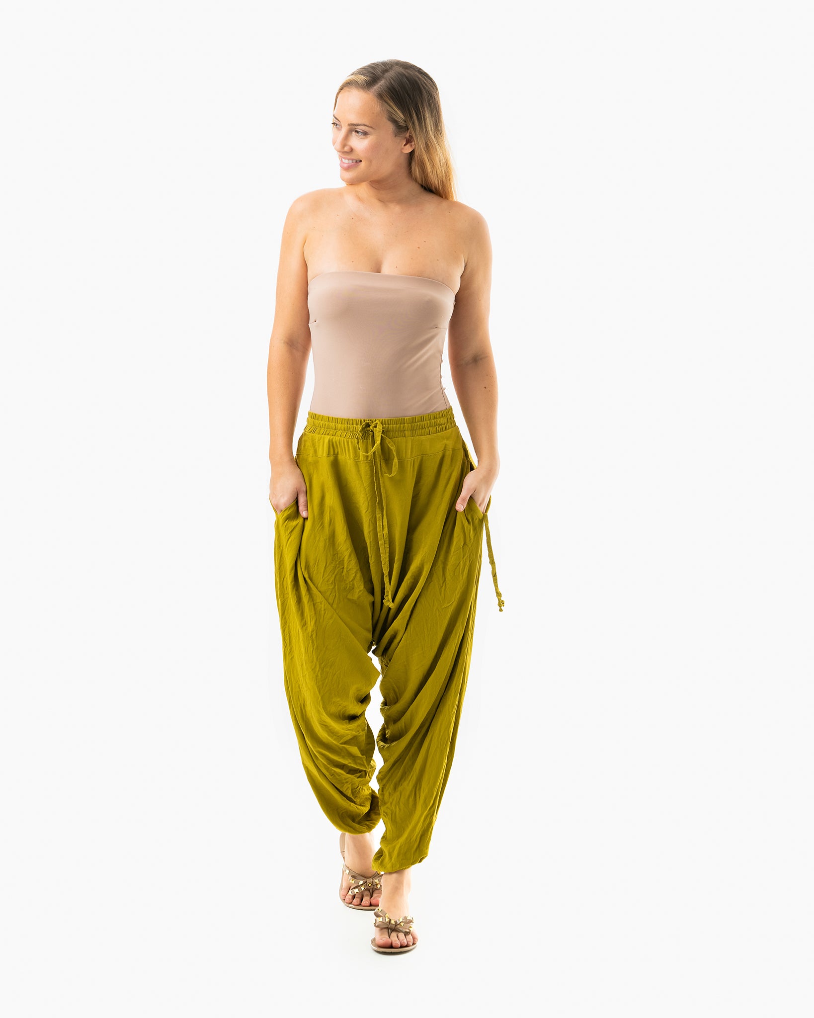 thai harem pants#color_olive