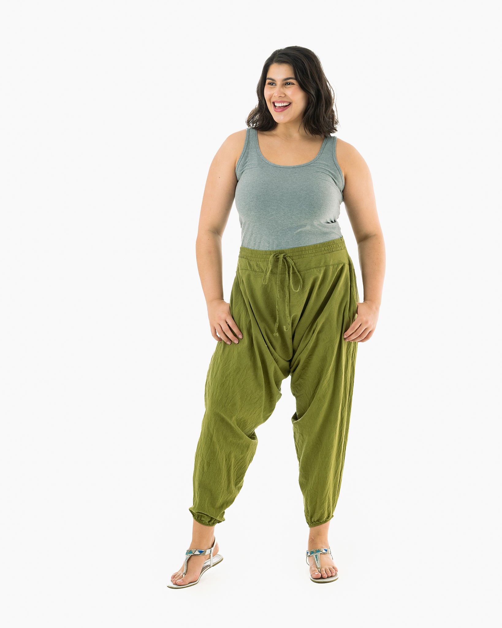 yoga harem pants#color_green