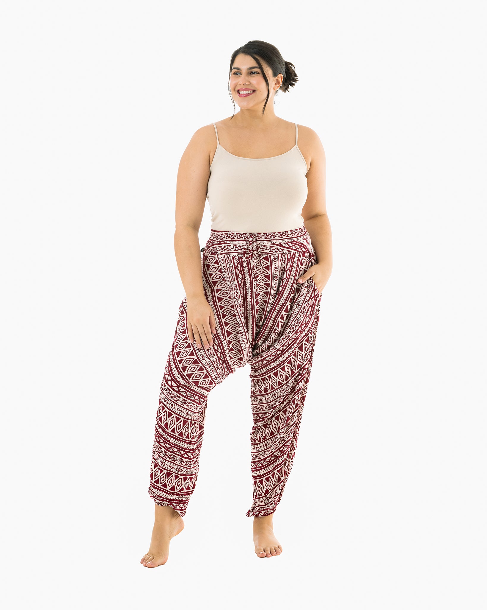 plus size pants #color_red triangle tribal
