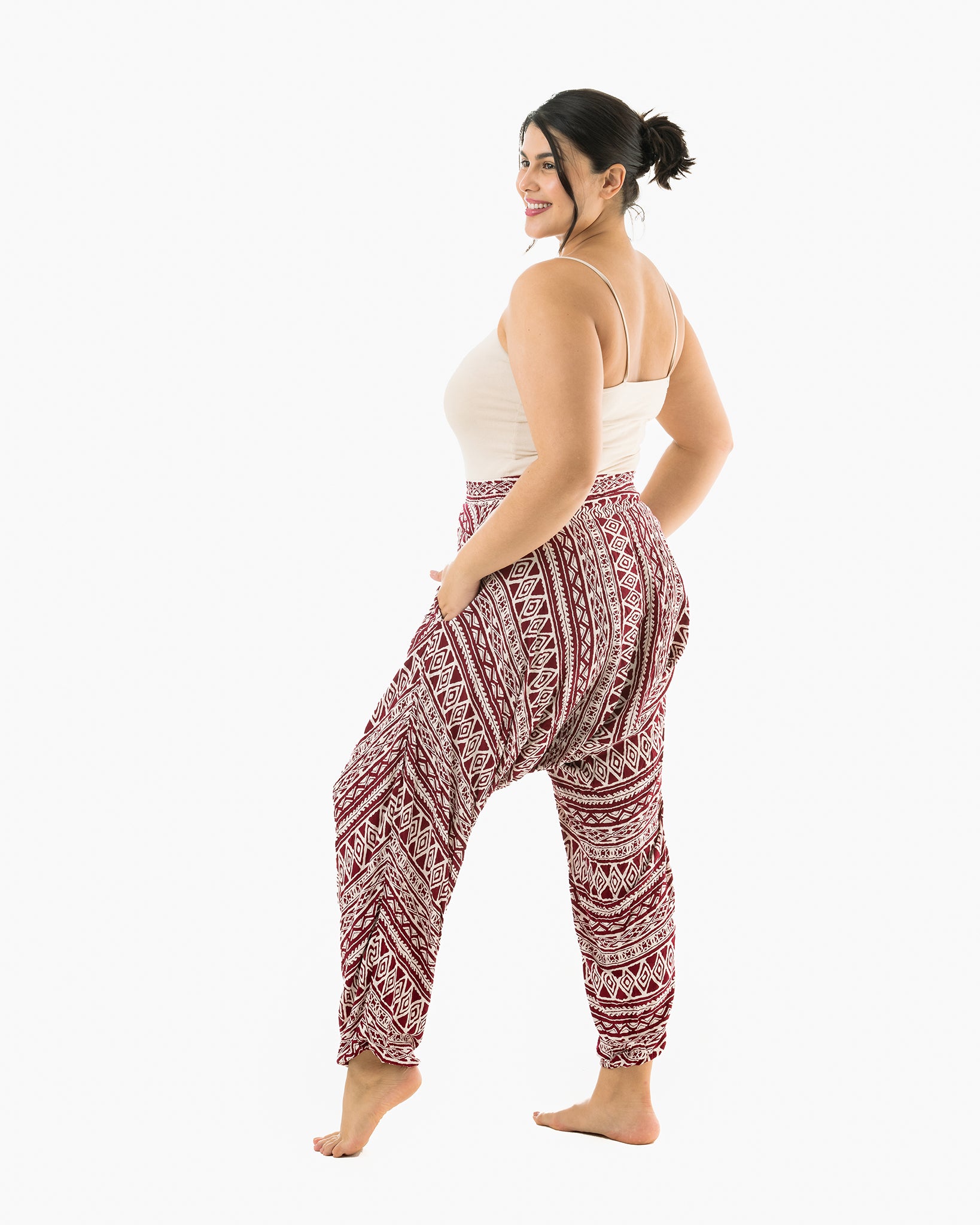 plus size pants #color_red triangle tribal
