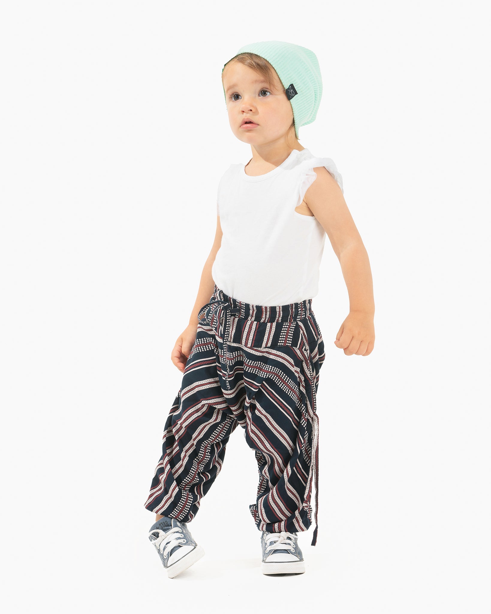 Chainlink Black & White Striped Harem Pants | Fisherman Pants
