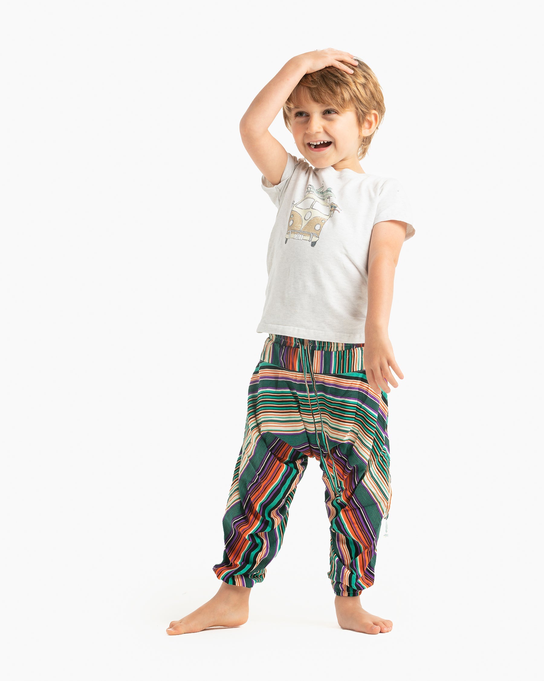 kids pants#color_green stripes
